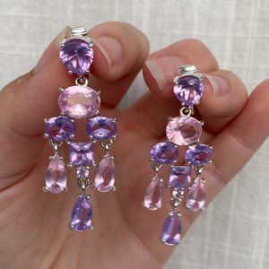 Vintage Rhinestone Drop Clip On Earring